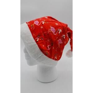 Soft Red Holiday Winter Flamingo Themed Lightweight Santa Hat for Kids
